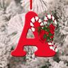 Red Color 26-Letter Hanging Ornaments with Lanyard & Christmas Flower Charms Christmas Tree Drop Decoration Holiday Party New Year Christmas