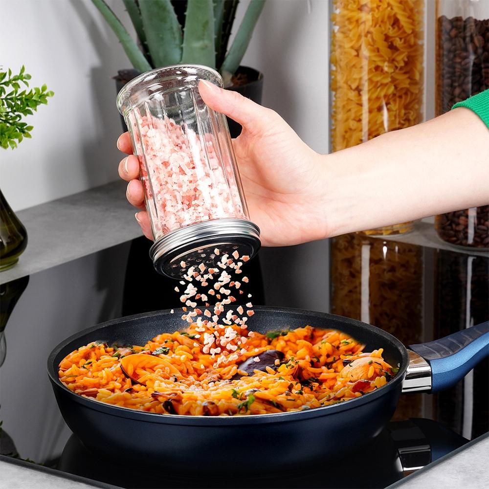 Duży Pojemnik Szklany z Sitkiem na Przyprawy Cukier Puder Parmezan Posypki