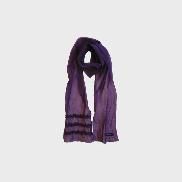 Sheer Wrinkle Frill Long Scarf (purple)