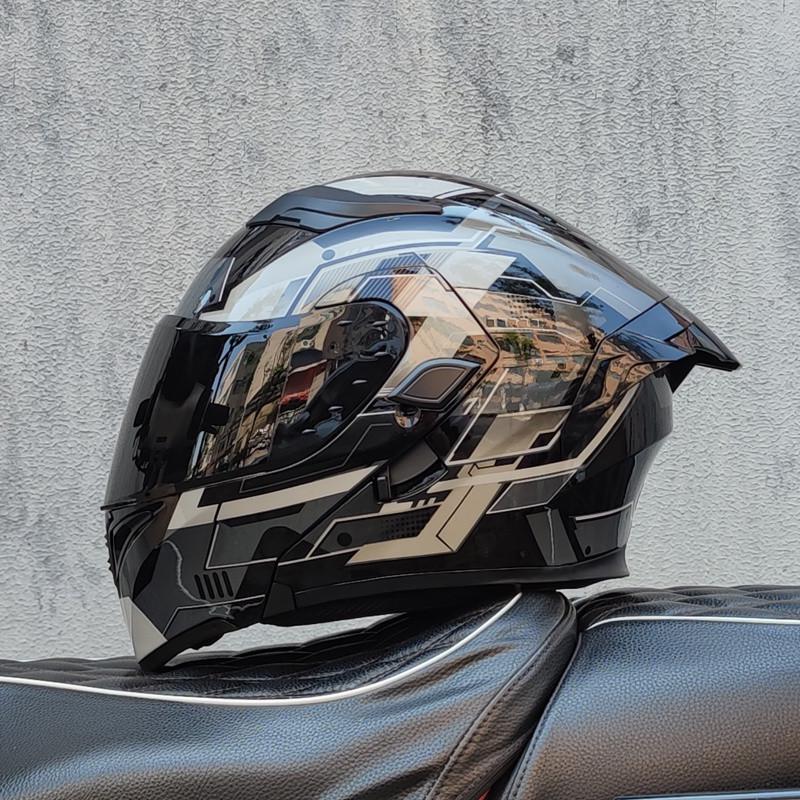 E5GOrz Откидной Мотошлем для Мужчин и Женщин – Интеграл, Всесезонный со Слотом для Bluetooth, Большим Задним Спойлером, Сертифицирован 3C