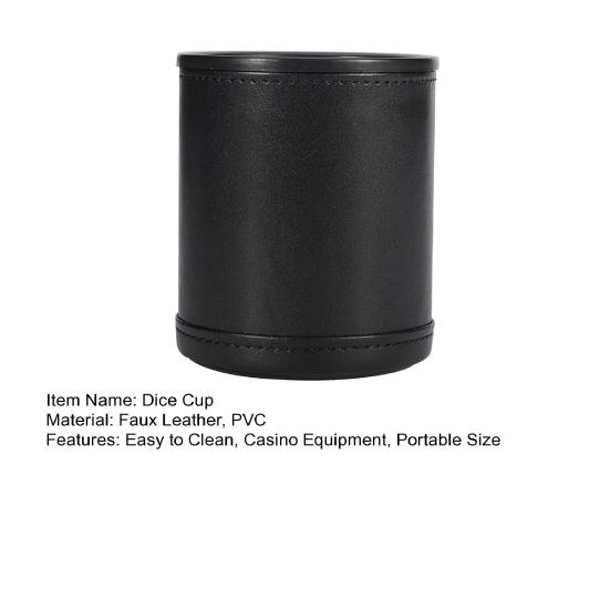 Faux Leather Dice Cup Red Flannel Interior Manual Shaker Cup Adults Family Night Bar Party Gambling Drinking Board Game Casino Equipment