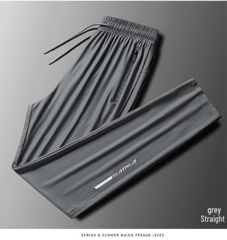 Мужские спортивные брюки больших размеров из ледяного шелка, быстросохнущие, летние