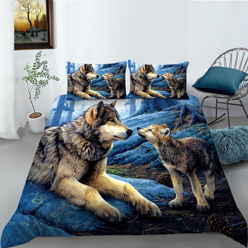 Animal Series Bedding Two Or Three-Piece Set Polyester Wolf Digital Printing