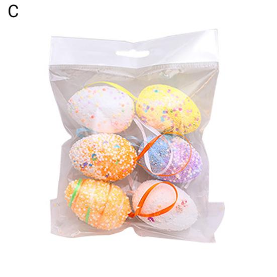6Pcs/Set Hanging Decor Decorative Bright-colored Cute Attractive Beautiful Easter Egg Widget for Party