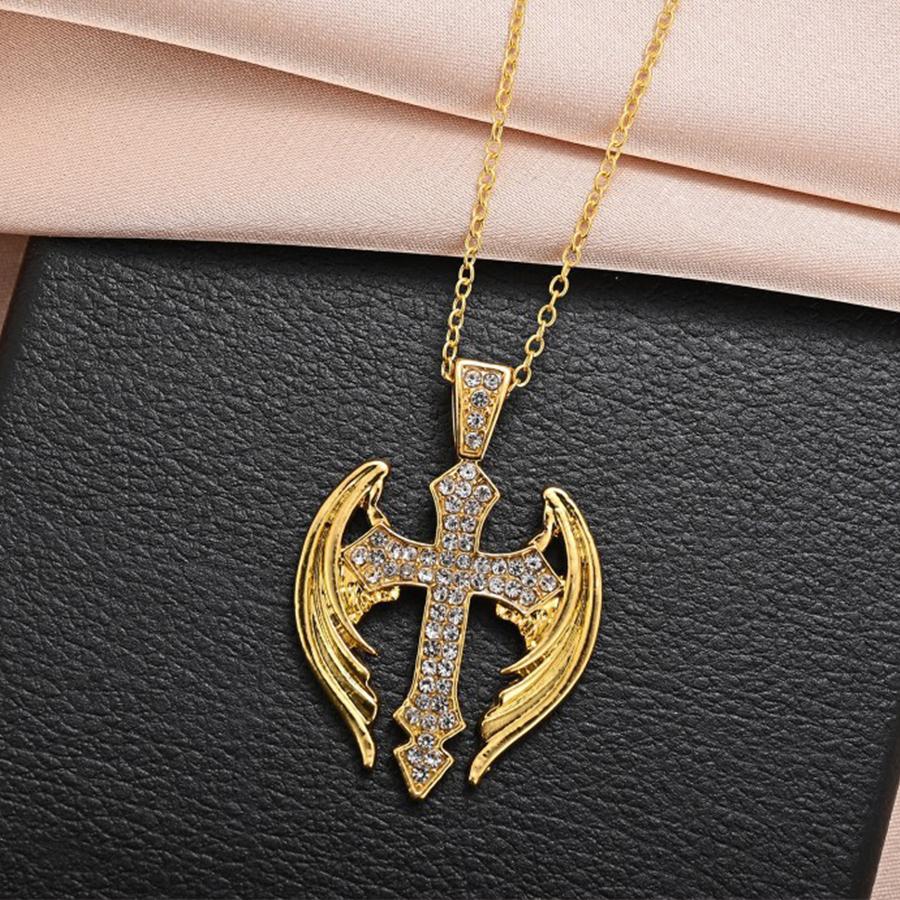 Модное ожерелье крест ретро крест крылья феи ювелирные изделия подарок мода высокое качество