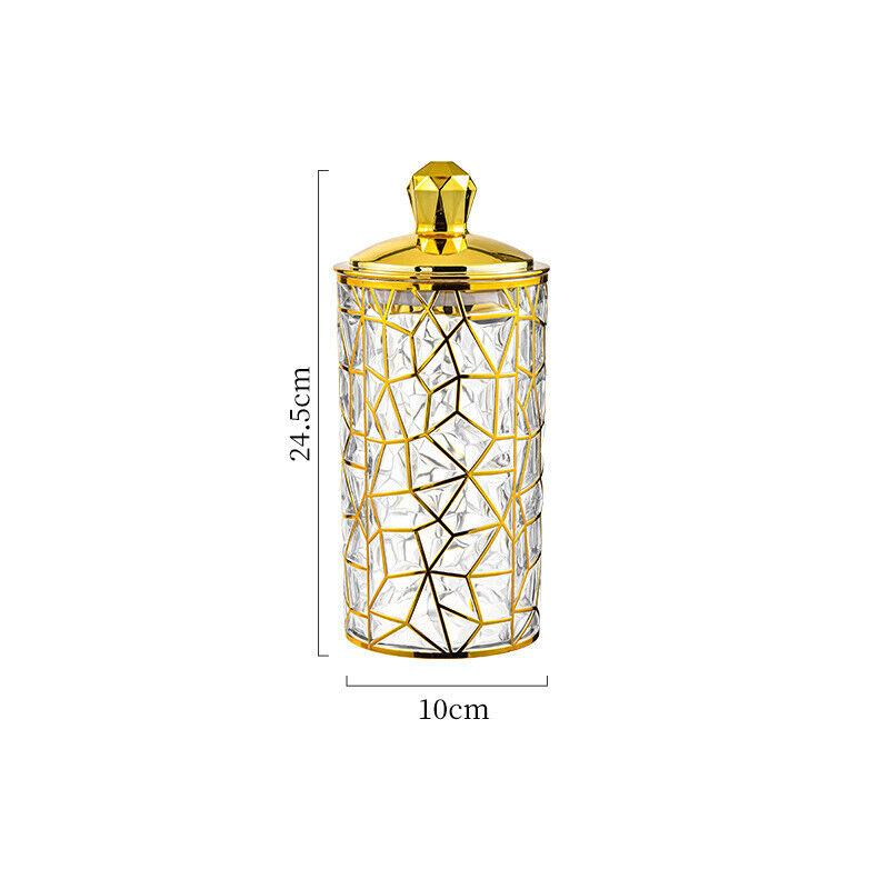 1PC Multifunctional Storage Tank Light Retro Pattern Transparent Sealed Jar Luxury Golden Lid Candy Coffee Bean Storing Jar
