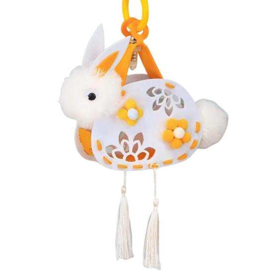 DIY Rabbit Lantern Kit for Kids Handmade Plush Rabbit Handheld Lantern for Chinese New Year Mid-Autumn Festival Decoration
