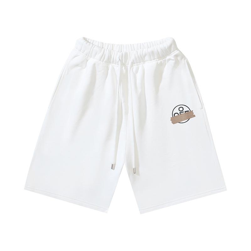 1019 Off-White 2026 Spring/Summer New OW Tape Slant Stripe Pattern Printed Men's and Women's Casual Loose Shorts