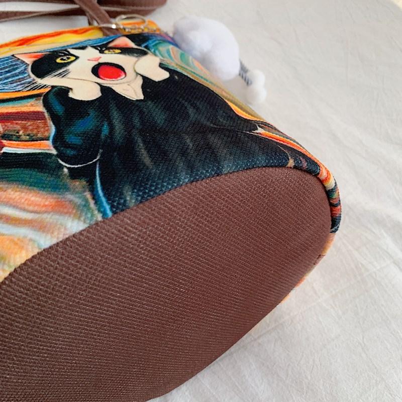 Женская сумочка, симпатичная сумка-ведро с мультяшным принтом, переносная сумка-цилиндр, холщовая сумка-тоут, сумки для ланча для студентов и девочек