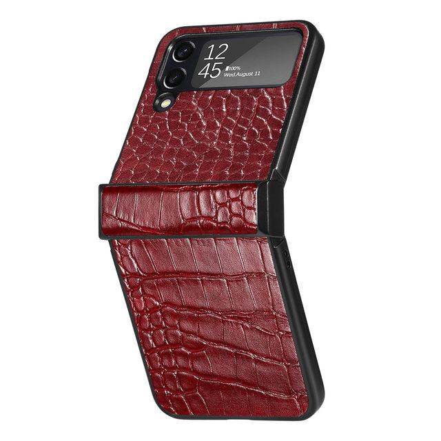 Роскошный кожаный чехол с защитой от отпечатков пальцев для Samsung Galaxy Z Flip 4 5g Flip4 Flip3 Flip 3, тонкий складной чехол для Samsung Z Flip4