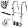 Boat Ladder Folding Telescopic 4‑Steps Marine Dock Stair Welded Reinforce Stainless Steel