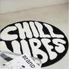 Simple Round Tufted Bedroom Rug Soft Fluffy Letters Mat Bedside Carpet Floor Anti Slip Mat Aesthetic Home Sofa Room Decor