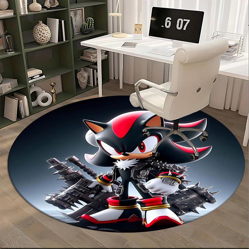 1pc Shadow the Hedgehog Anime Design Round Carpet - Office Chair Mat, Non-Slip Rug for Home Decor, Gaming Room, Seasonal Gift.J086