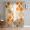 Винтажные абстрактные марокканские оранжевые прозрачные шторы для гостиной, оконные шторы, тюль, вуаль, шторы из органзы для кухни