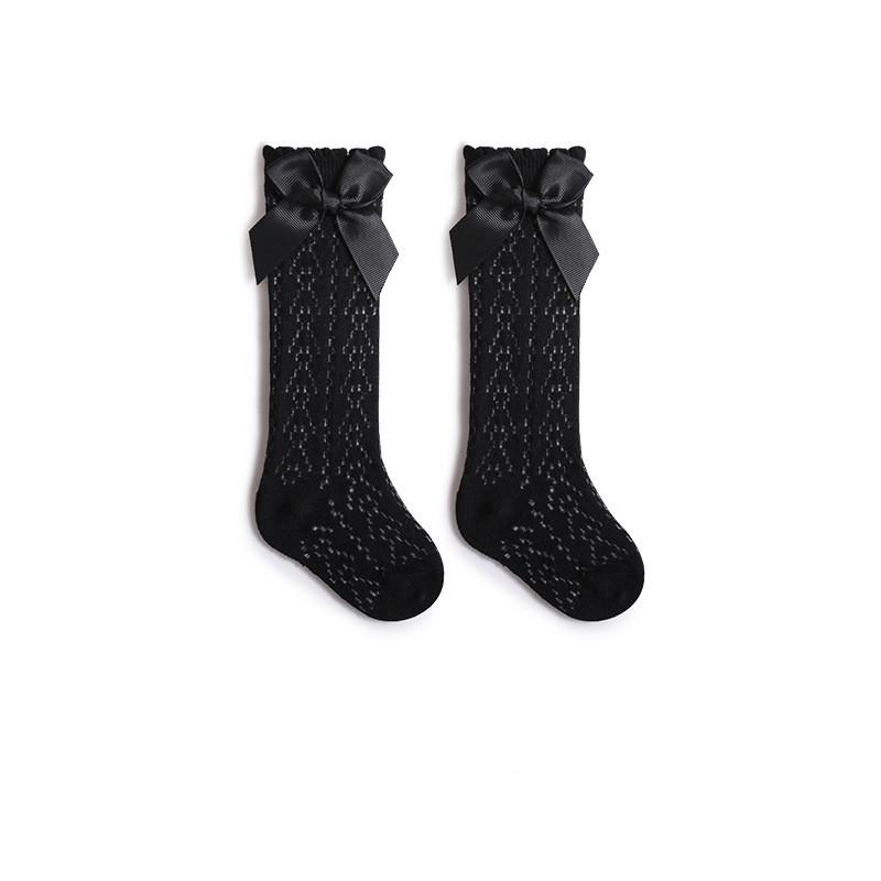 Children Girls Bow Knee High Fishnet Socks Baby Toddler Bowknot Tube Socks Kid Hollow Out Sock for 0-3Y