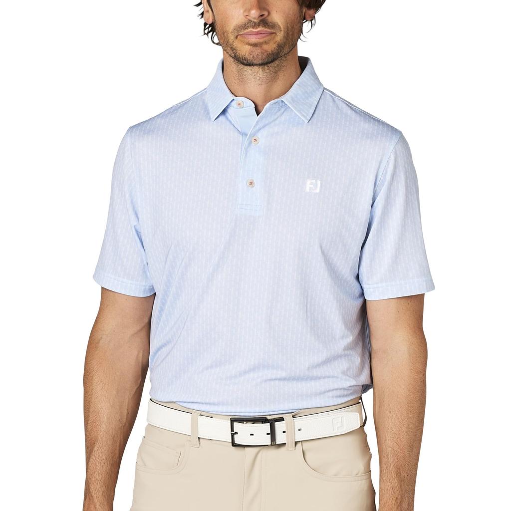 FootJoy Men's Skyway/White Player Figure Print Short Sleeve Golf Shirt, Size M (FJ-S25-S15, 34562-M)