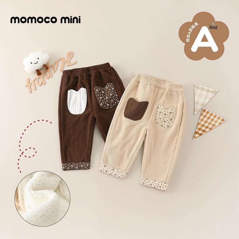 MOMOCO Зимние вельветовые брюки для малышей с цветочной подкладкой