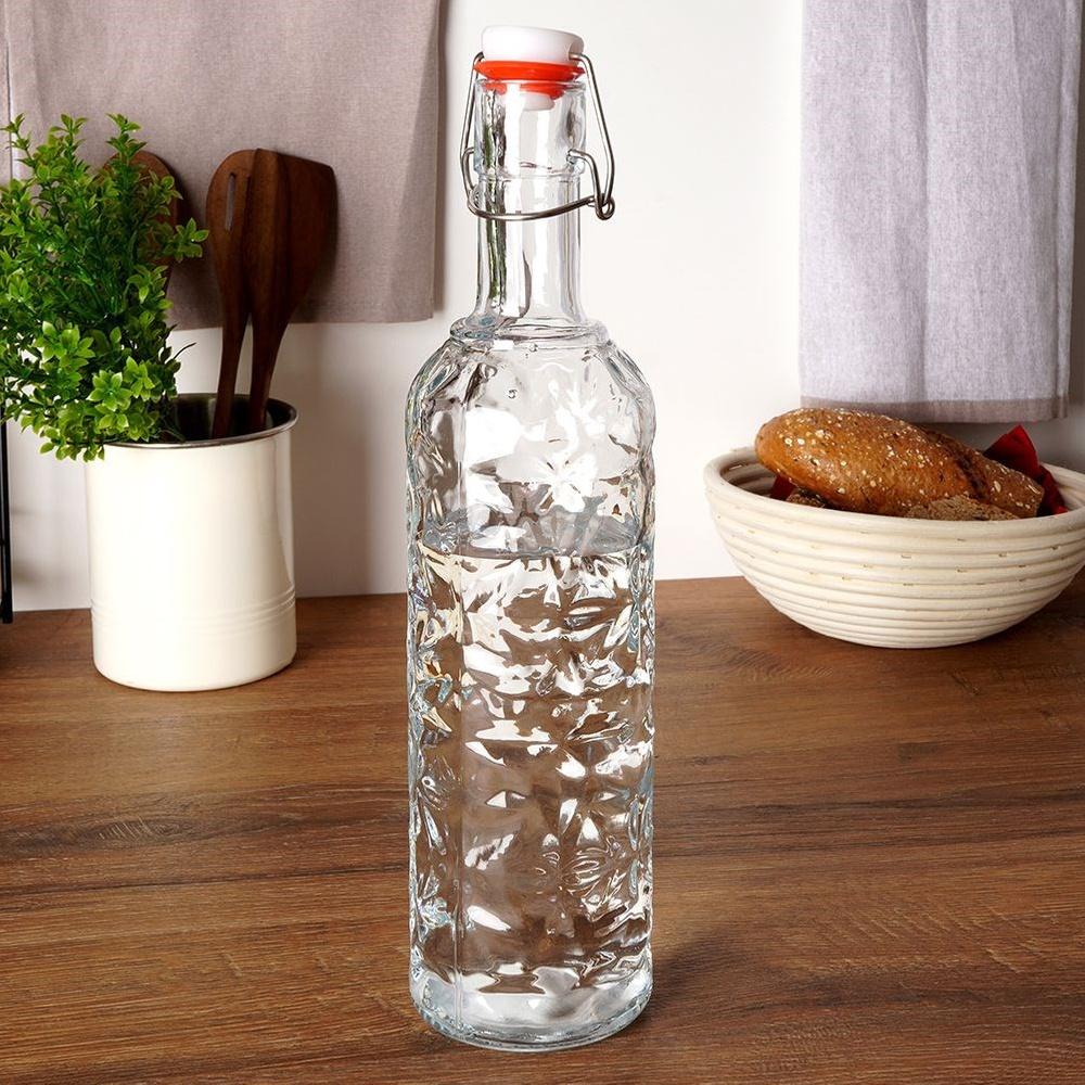 Butelka Szklana z Korkiem Klipsem na Wino Nalewkę Likier Syrop Sok 1,1L
