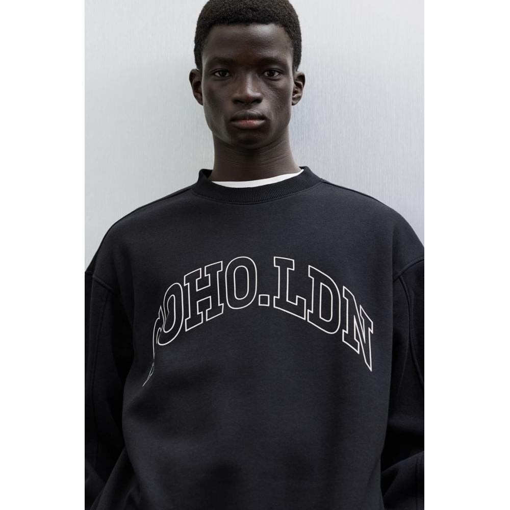 H M eMbroidered sweatsHirt Black soHo
