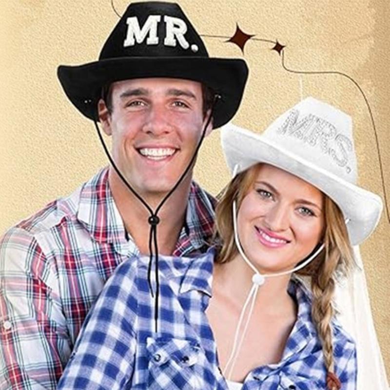 Sparkling Cowboy Hats Heavy Crystal Rhinestones Hat for Bachelorette Party Groom Bride Hat for Actor Actress