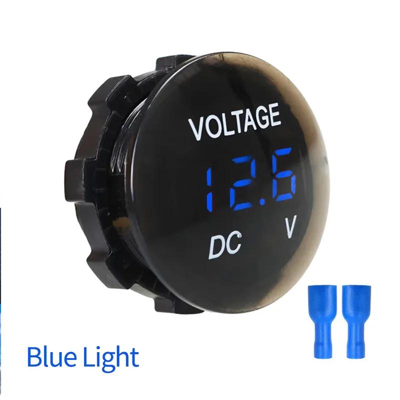 Мини Круглый Водонепроницаемый Мотоцикл Лодка DC5V-48V Светодиодная Панель Цифровой Вольтметр Тестер Монитор Дисплей Вольтметр