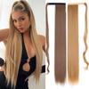 Synthetic Fiber Long Straight Ponytail Clip In Hair Extension 22 34 Inch Wrap Around Hairpiece for Women