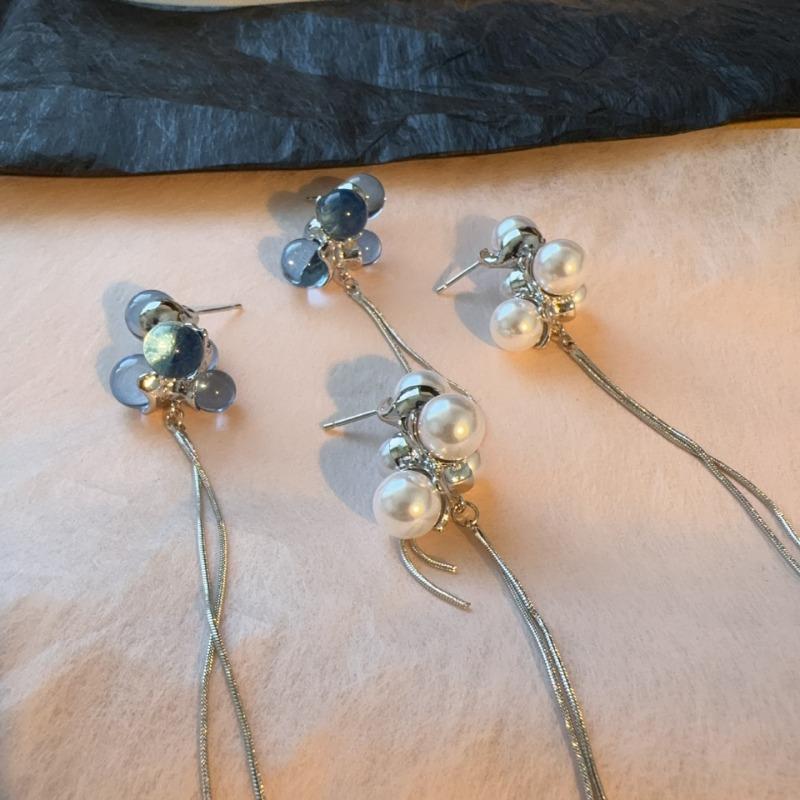 Новые модные роскошные легкие серьги с жемчугом, женские, с длинной бахромой, элегантный стиль для похудения лица, ощущение высокого класса