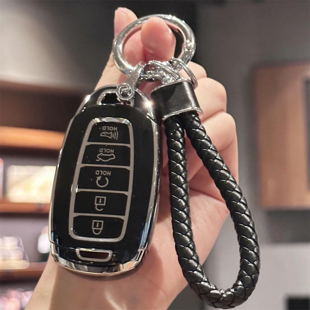 Чехол для брелока из ТПУ с ремешком для ключей для Hyundai Elantra GT Sport Santa Fe Palisade Kona