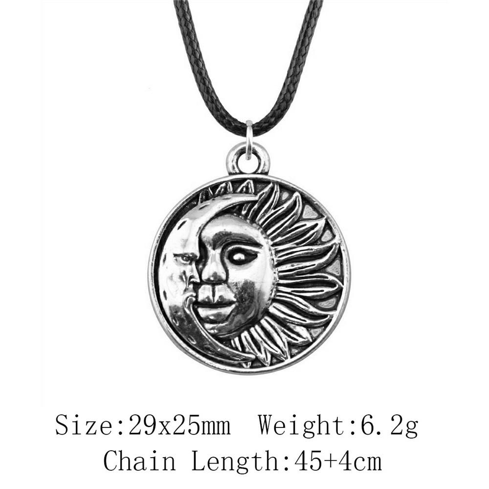 Birthday Gifts Choker Sun Moon Pentagram Necklace Leather Chain 45cm Art Supplies Neck Pendants