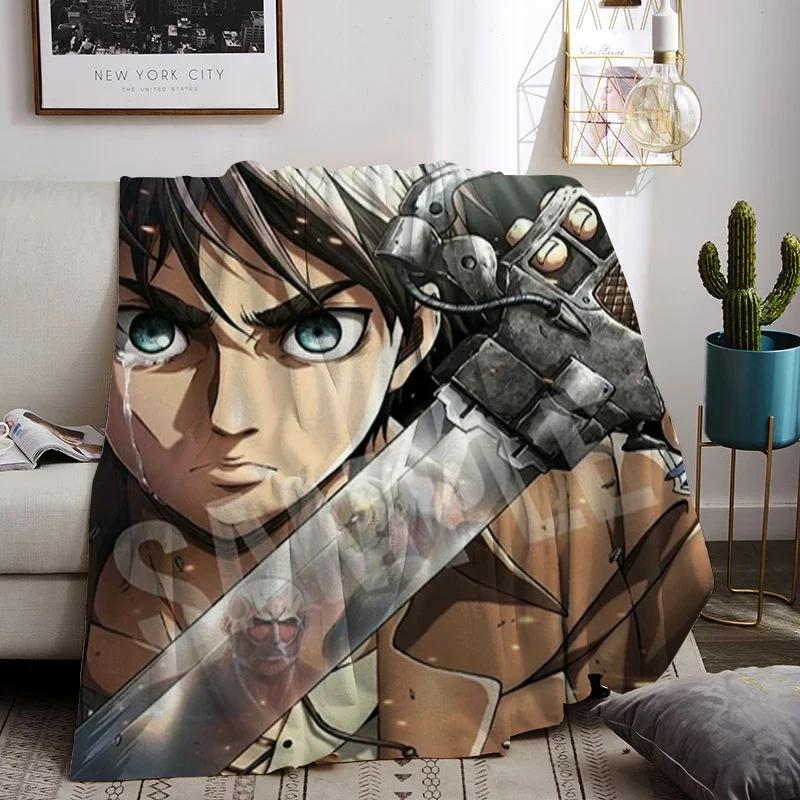 Soft Blanket Luxury Attack on Titan Eren Yeager Thick Blankets for Winter Double Beds Knee Sofa Throw Bed Warm
