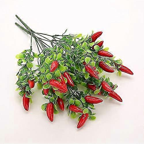 10pcs Artificial Red Pepper Plant Plastic Pepper Fruit Chili Bunch Bouquet Fake Plant Party Office Decor - DD