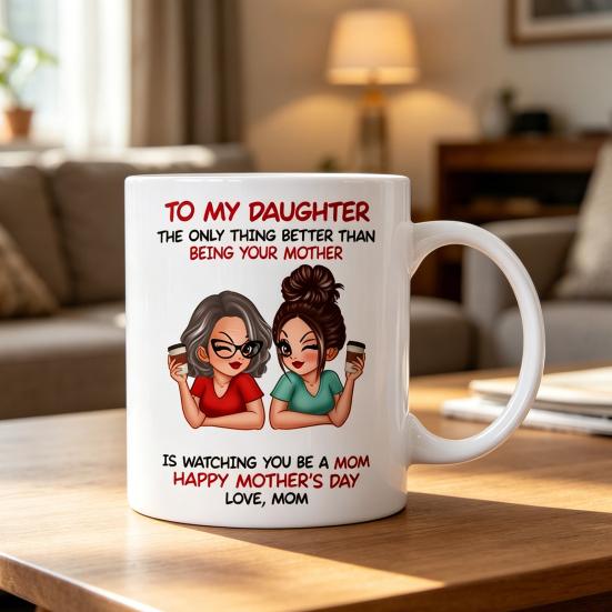 Ceramic Mug for Daughter Personalized Coffee Cup with Non-Slip Handle High-Temperature Fired Multi-Use Gift for Mother's Day Birthday