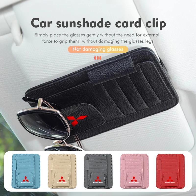 wszm6 Car Sunglasses Holder Sun Visor Clip Card Storage Organizer for Mitsubishi Pajero Sport Lancer ASX L200 Interior