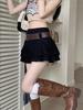 Женская джинсовая мини-юбка в стиле Y2K, винтажная юбка-шорты с оборками, с высокой посадкой, одежда в корейском стиле
