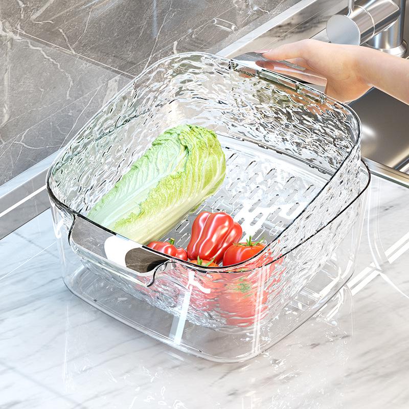 Dual-Layer Plastic Colander and Fruit Basket for Kitchen Use