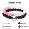 Браслет из натурального кристалла Черный оникс Энергетические браслеты Парный Розовый кварц Бусина Медитация Легкий брелок Модные украшения Ювелирные изделия Подарки для пар