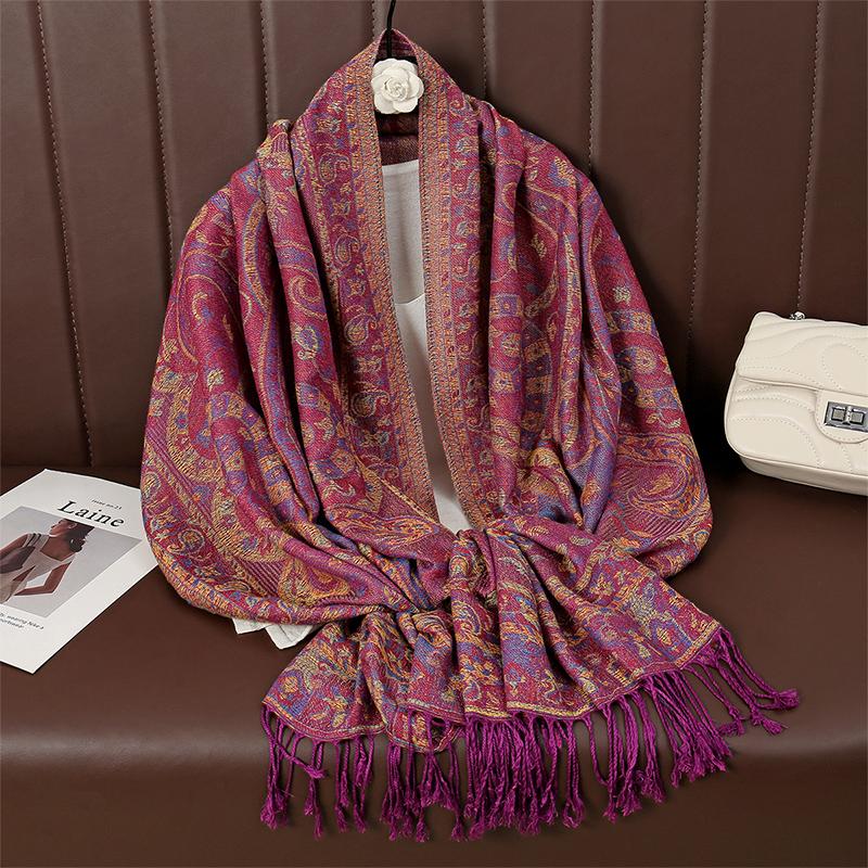 Пейсли Пашмина Шаль Шарф Женский Жаккардовый Кашемировый Принт Шарфы Цветы Бордюры Женский Кисточки Одеяло Накидки Этнические Шали