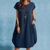 Women's Spring Summer Loose Casual Solid Color Pocket Dress