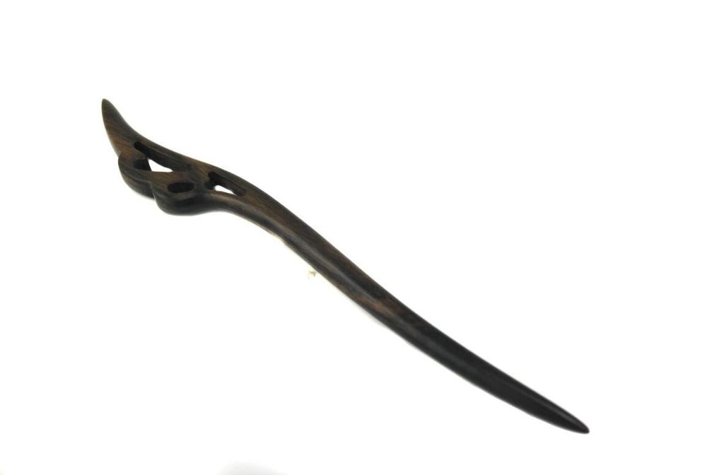 Naissant of Natural Wood Kanzashi Simple Wooden Hair Ornament for Japanese Clothing [Set 2] (Ebony Hairpin) -