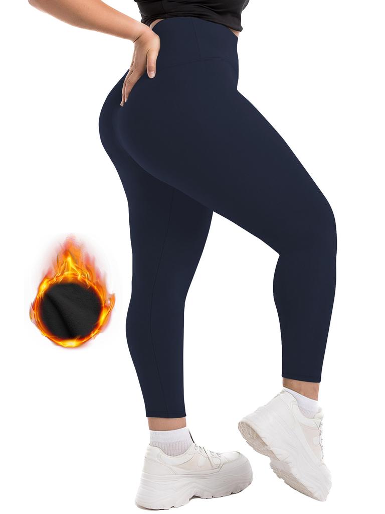 Флисовые Зимние Йога-Штаны Большого Размера с Флисовой Подкладкой, с Высокой Посадкой и Контролем Живота 1XL-5XL Зимние Йога-Штаны