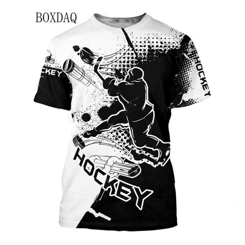 Men's T-shirts 3d Graphic Beautiful Hockey Printed Sports Tops Short Sleeve Street Oversized Man Tees Plus Size 6XL Summer Top