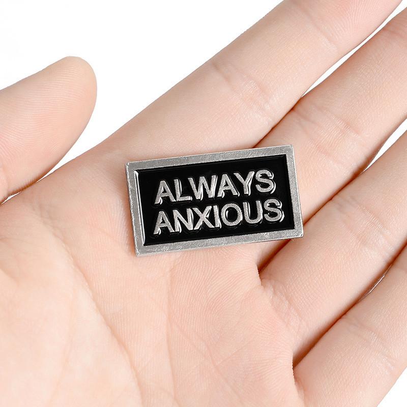 Always Anxious Geometric Enamel Brooch With Whimsical Design For Unisex Fashion