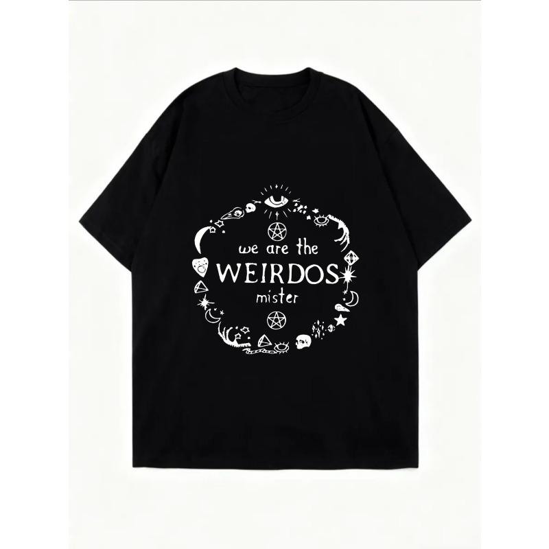 Белая футболка оверсайз с принтом We Are The WeirDos Mister и космическими символами для повседневной носки и уличного стиля