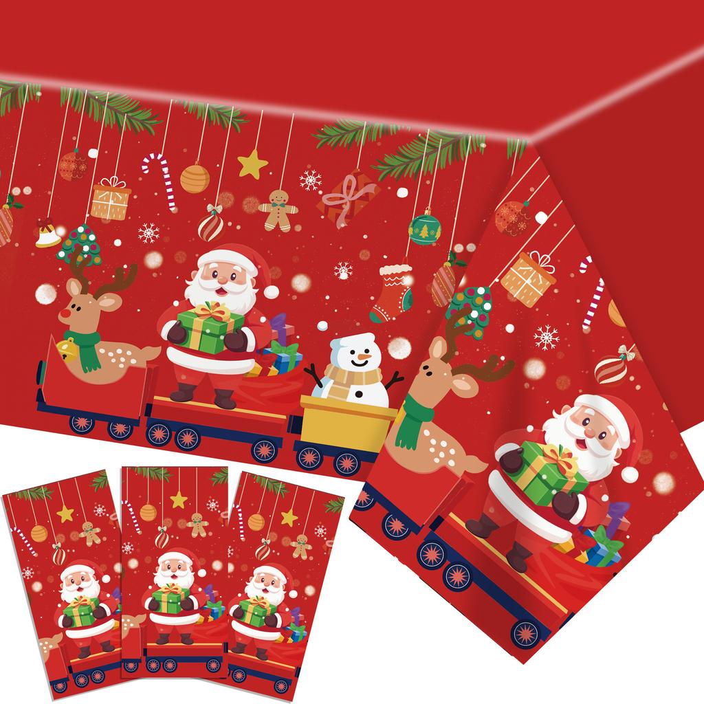 Рождественская тема, Одноразовая ПЭ скатерть, Рождественская утолщенная и прочная, Подходит для рождественской вечеринки/пикника/дома