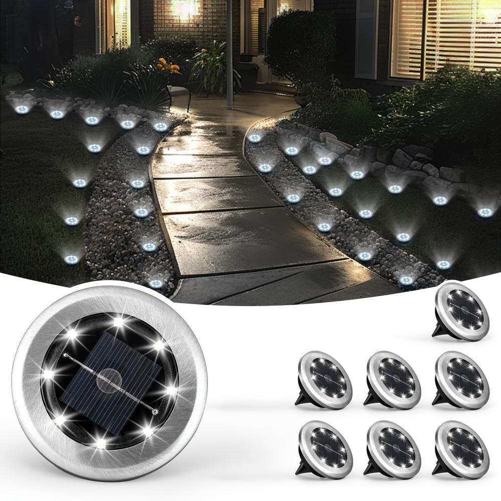 Солнечный грунтовый прожектор Geo Lights, Уличные ландшафтные светильники, Светодиодные вращающиеся дисковые светильники, Освещение для сада и газона, Напольный светильник, Освещение для дорожек, двора, тропинок, патио, газона