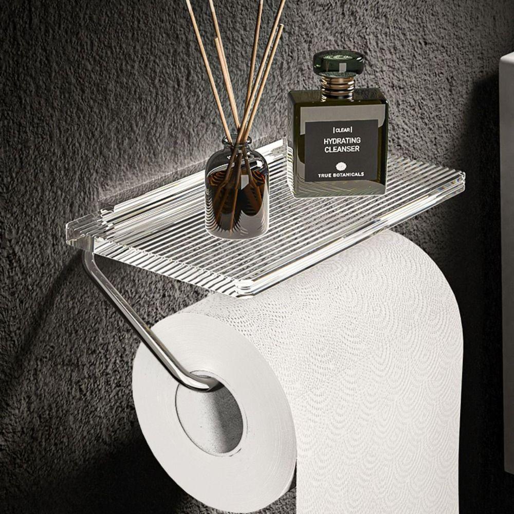 Держатель для туалетной бумаги без сверления Акриловая полка-стеллаж для хранения в ванной комнате Ванная