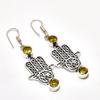 Citrine Gemstone Handmade 925 Silver Plated Jewelry Earring 2.08"
