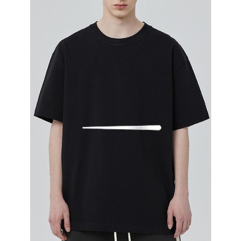 Oversized T Shirt Black Minimalist White Line Print Casual Streetwear Unisex Top for Everyday Wear