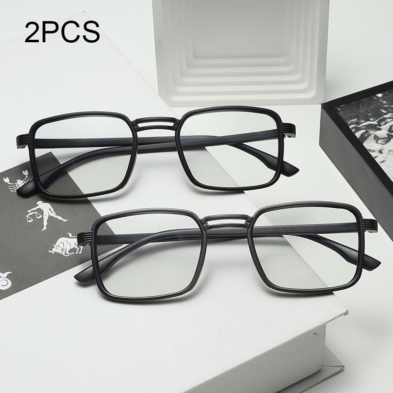 2Pcs High Quality Plastic Reading Glasses For Men Anti Blue Light Presbyopia Eyewear With Diopter +1.0 +1.5 +2.0To +3.5