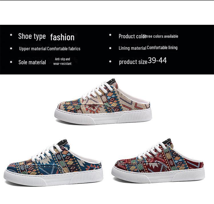 Мужские модные дышащие парусиновые кроссовки-слайдеры - универсальные летние полутапочки